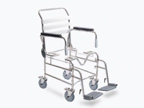 122461 2 JH2046 1 Shower Commode Attendant Propelled Swing Away Footplate Height Adjustable 460mm Juvo SWL 200Kg