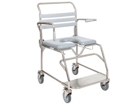 121560 2 JH1056 Shower Commode Attendant Propelled Sliding Footplate 560mm Juvo Xtra Care SWL 300kg