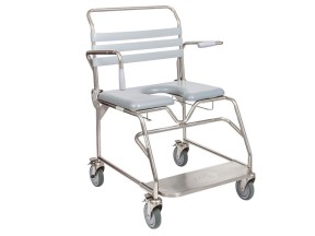 121610 2 JH1061 Shower Commode Attendant Propelled Sliding Footplate 610mm Juvo Xtra Care SWL 300kg