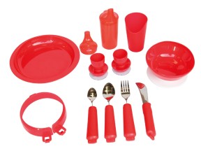 145850 4585 Tableware Set with Bendable Cutlery Red