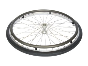 204614 QUIWHEP05 02 Wheel 610mm 24in Spoked Anodised Hand Rim with Solid Tyre Quickie