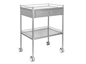 202537 F11220 Dressing Trolley Stainless Steel 2 Shelves 1 Drawer with 3 Rails 700 x 500 x 900mm