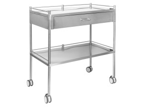 202538 F11240 Dressing Trolley Stainless Steel 2 Shelves 1 Drawer with 3 Rails 900 x 500 x 900mm