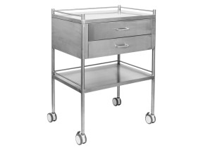202541 F11320 Dressing Trolley Stainless Steel 2 Shelves 2 Drawer with 3 Rails 700 x 500 x 900mm