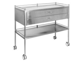 202543 F11340 Dressing Trolley Stainless Steel 2 Shelves 2 Drawer with 3 Rails 1100 x 500 x 900mm